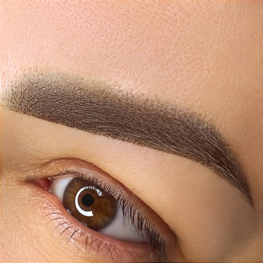 permanent eyebrow makeup close-up eyebrow tattoo made in powder